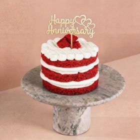 Mini Red Velvet Cake with Happy Anniversary Stick