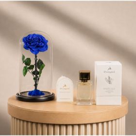 Large Singe Blue Infinity Rose with White Oud Perfume