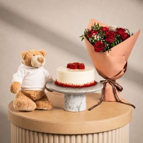 Crimson Shine with Red Velvet Cake and Teddy