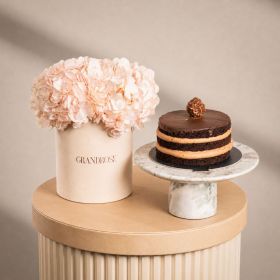 Serene Hydrangeas with Mini Ferrero Cake