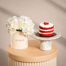 Brilliant Hydrangeas with Mini Red Velvet Cake