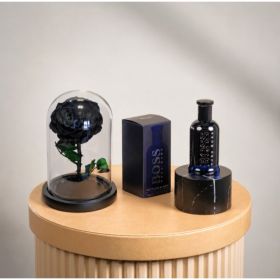 Mini Black Infinity Rose with Hugo Boss Bottled Night EDT