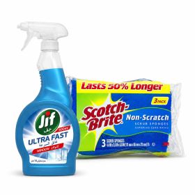 Jif Ultra Window Spray + 3M Multipurpose Scrub