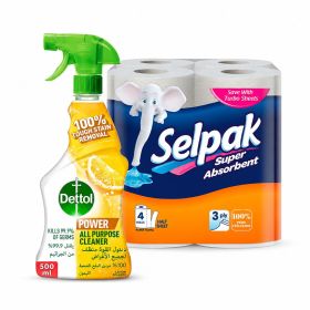 Dettol All Purpose Cleaner + Selpak Kitchen Rolls