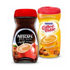 Nescafe Red Mug Soluble Coffee 190g + Coffeemate Hazelnut Coffee Creamer 425g