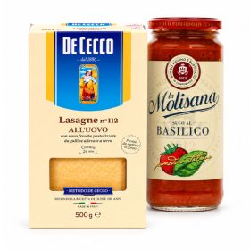 De Cecco White Lasagna Pasta 500g + Molisana Al Basilico Sauce 340g