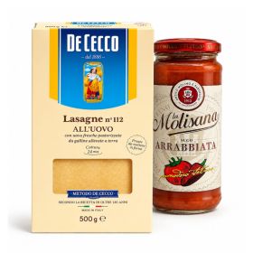 De Cecco White Lasagna Pasta 500g + Molisana Arrabbiata Sauce 340g