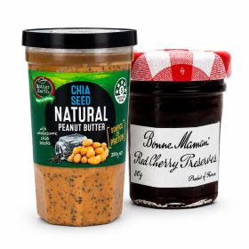 Mother Earth Natural Chia Seed Peanut Butter 380g + Bonne Maman Cherry Jam 30g