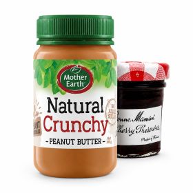 Mother Earth Natural Crunchy Peanut Butter 380g + Bonne Maman Cherry Jam 30g