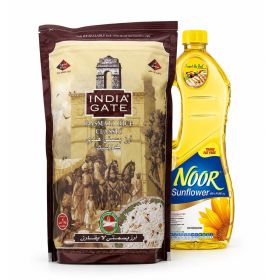 India Gate Classic Rice 1kg + Noor Sunflower Oil 1.5L