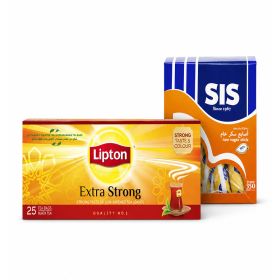 Lipton Extra Strong Tea Bag 25 x 2.2g + Sis Raw Sugar Sticks 350g
