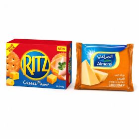 Almarai Full Fat Cheddar Slices 200g + Ritz Cheese Flavour Salted Biscuit 12 x 39.6G