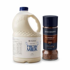 Davidoff 57 Espresso Instant Coffee 90g + Grandiose Full Cream Fresh Milk 2L