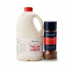 Davidoff Rich Aroma Instant Coffee 90g + Grandiose Low Fat Fresh Milk 2L