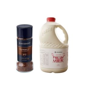 Davidoff Instant Coffee Espresso 57 90G + Grandiose Low Fat Fresh Milk 2L