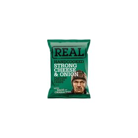 Real Handcooked Strong Cheese and Onion Flavoured Potato Crisps