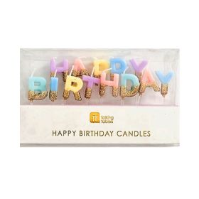 Talking Tables Happy Birthday Gold Glitter Candles