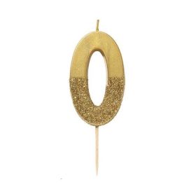 Talking Tables Gold Number 0 Glitter Birthday Candle