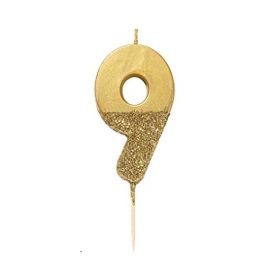 Talking Tables Gold Number 9 Glitter Birthday Candle