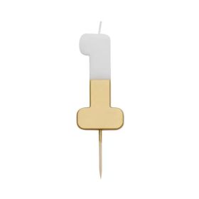 Talking Tables White & Gold Number 1 Birthday Candle