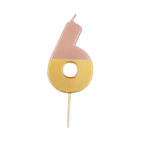 Talking Tables Rose Gold Dipped Number 6 Birthday Candle