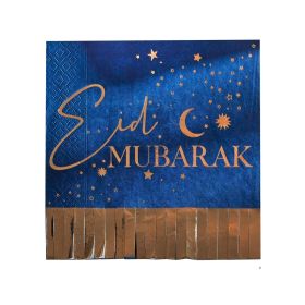 Ginger Ray Navy & Gold Eid Mubarak Fringe Paper Napkins