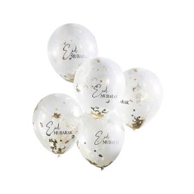 Ginger Ray Eid Mubarak White & Gold Confetti Balloons