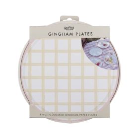 Ginger Ray Multicolored Gingham Paper Plates
