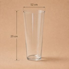 Wide Transparent Glass Vase 12X25