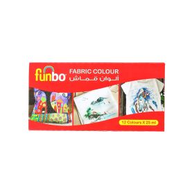 Funbo Fabric Col Paint Set 12 Colors 25ML Bottle