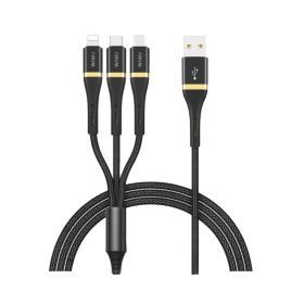 Wiwu Elite Data Cable 3A Lightning+Type-C+Micro 1.2M - Black