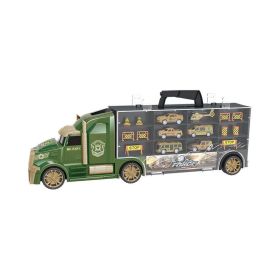 Free Wheel Military  Truck Carry Case with 5 Cars with 1 Plane with 10 Road Sign