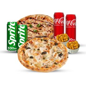 Grandiosa Large + Chicken Large + 2 x Potato Wedges + 2 x Coca Cola 330ml + 2 x Sprite 330ml